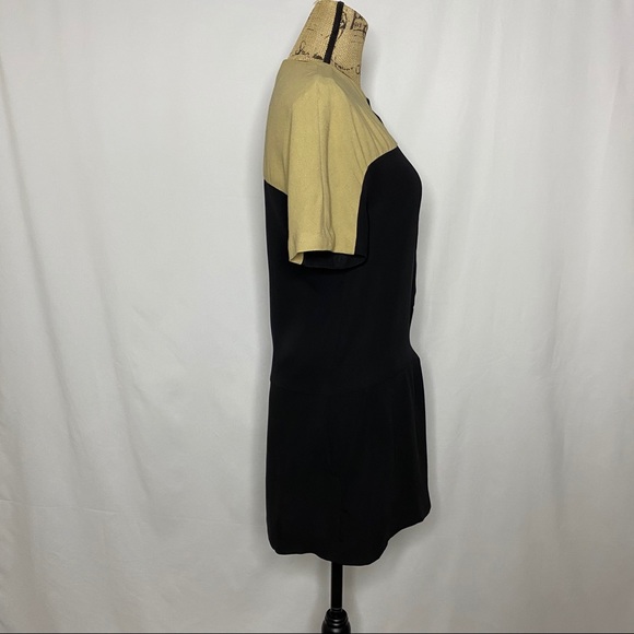 A.L.C. Black Tan Colorblock Shift Dress - Picture 4 of 11
